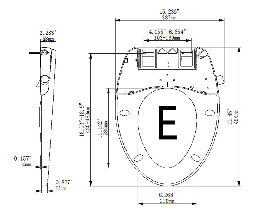 Elongated Manual Bidet Toilet Seat 6